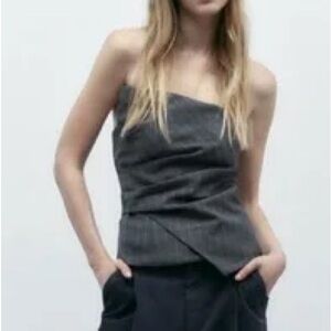 Zara Gray Strapless Top